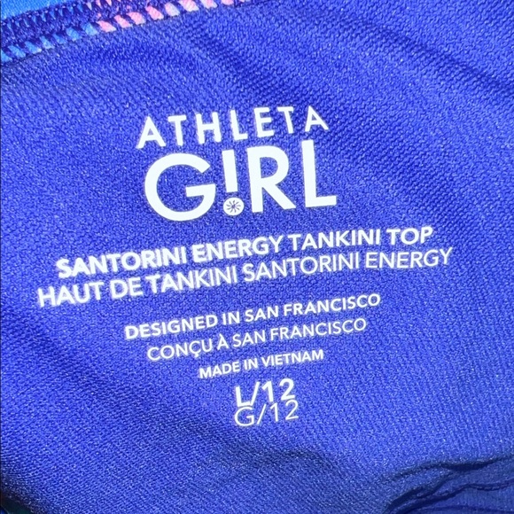 Athleta Girls Multicolor Brushstroke Tankini in Blue, Pink & Green - Picture 3 of 3